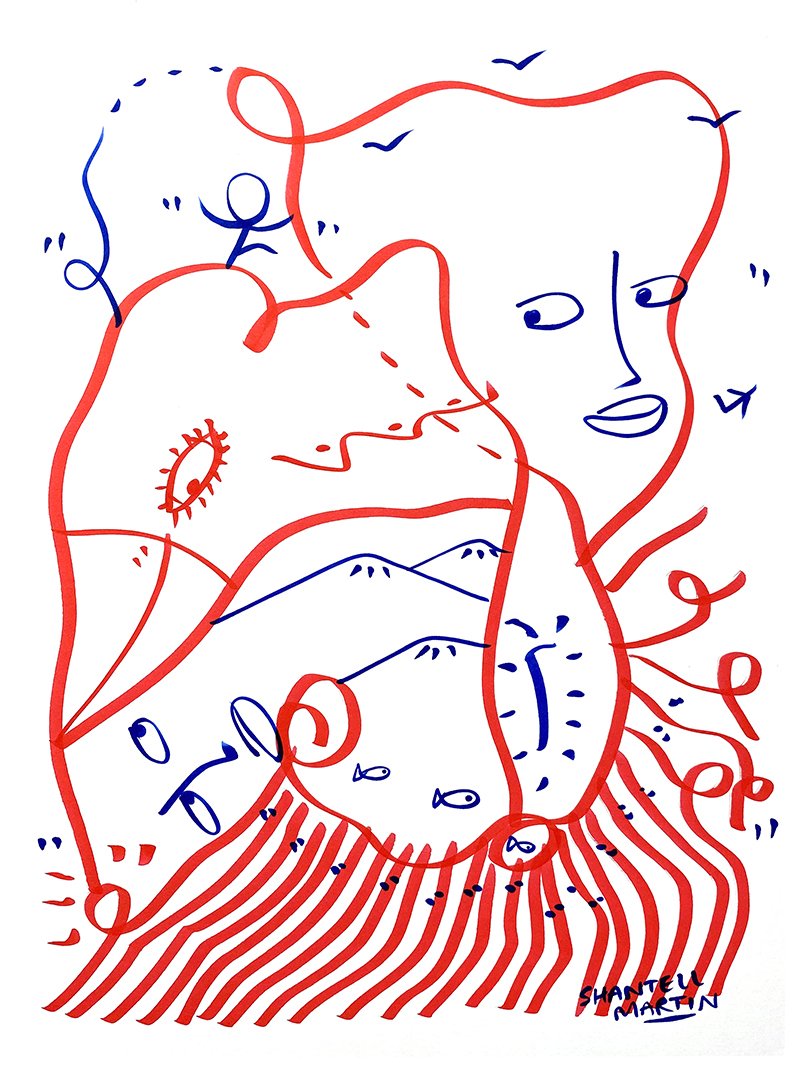 Shantell Martin Original Artwork Red and WHO-Original Artwork-Shantell Martin Shop